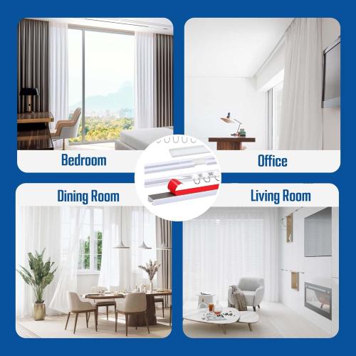 UrbanRed Self Adhesive Curtain Track (3 Meter, 9.8 ft) for Smooth Ceiling or Wall - No Drill, Screws, Ceiling Curtain Track, Curtains Rod, Ceiling Mount, Adhesive Curtains Rod (Non-Flexible)