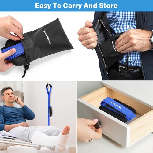 39 Inch Long Leg Lifter Strap with Padded Handgrips and Foot Loop,Rigid Leg Lifter Hip&Knee Replacement Surgery Recovery Kit,Mobility Aids Tool Foot Lifter Easily Get in and Out of Bed,Car,Wheelchair