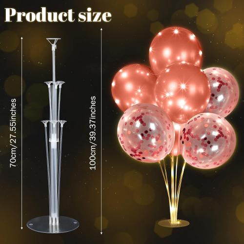 4 Set Table Balloon Stand Kit with Lights Balloons Holders Centerpieces for Table Light up Tabletop Centerpieces for Wedding Baby Shower Birthday Party Halloween Christmas(Rose Gold)