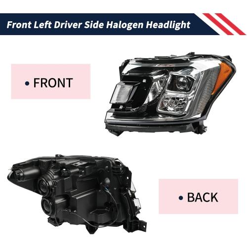 Halogen Headlight w/Bulbs Front Left Driver Side Headlamp Assembly JL1Z-13008-J JL1Z13008J FO2502370 Compatible with Ford Expedition XLT Limited 2018-2021