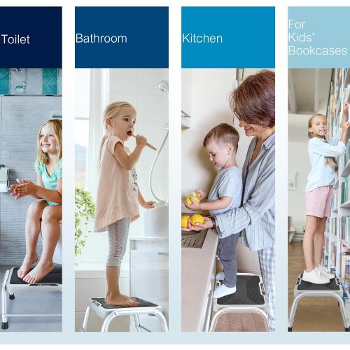 Step Stool, HBTower Step Stools for Adults Kids with Non-Slip Rubber Feet, Holds Up to 600 lbs, Lightweight Stepping Stools for Bedroom Kitchen Bathroom, Bed Steps for High Beds