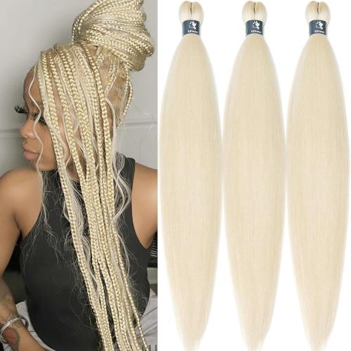 Long 613 Braiding Hair Pre Stretched Blonde Hair For Braiding 30 Inch Synthetic Non Toxic Hypoallergenic Braiding Hair Extensions For Braids, Yaki Straight Pre Sectioned Braiding Hair Bundles