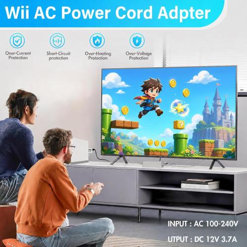 PORTHOLIC 4 in 1 Wii Replacement Cables Set, Wii AC Power Adapter   Wii to hdmi Converter  Wired Motion Sensor Bar and Composite Audio Video Cable for Nintendo Wii