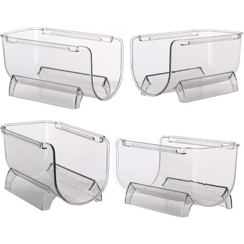 2 Pack Plastic Stackable Water Bottle and Wine Rack Storage Organizer for Kitchen Countertops, Pantry, Fridge, Clear