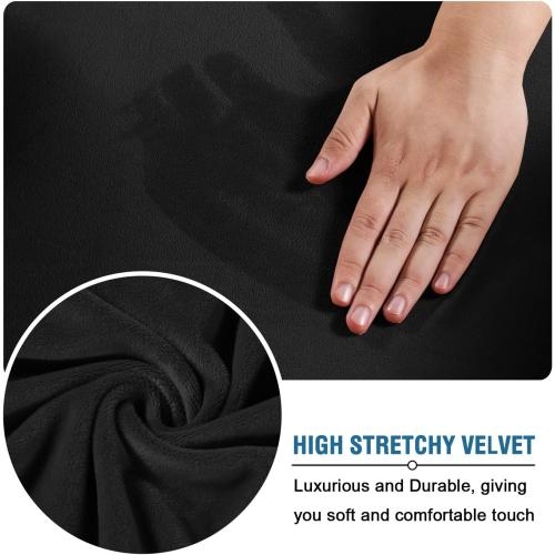 H.VERSAILTEX Real Velvet Plush 3 Piece Stretch Sofa Covers Couch Covers for 2 Cushion Couch Sofa Slipcovers Width Up to 90 Inch Feature Thick Soft Stay in Place (Large Sofa, Black)