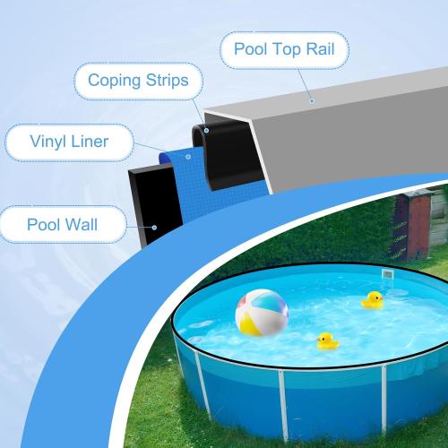 Coping Strips for Overlap Above Ground Pool Liners, Swimming Pool Plastic Liner Clips Replacement Patch Kit for 24ft Round, 15 X 30ft Oval and 16 X 24ft Oval (Qty 61, 15.74 inches Long)
