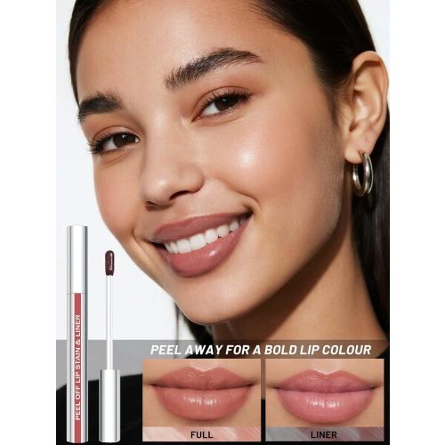 Lip Stain Peel Off Lip Liner Stain with Tweezer, Long Lasting Matte Lip Tint Tattoo, Highly Pigmented Color Lip Makeup, Waterproof Lipstick, Transfer-proof Lipstain for Women, Nude