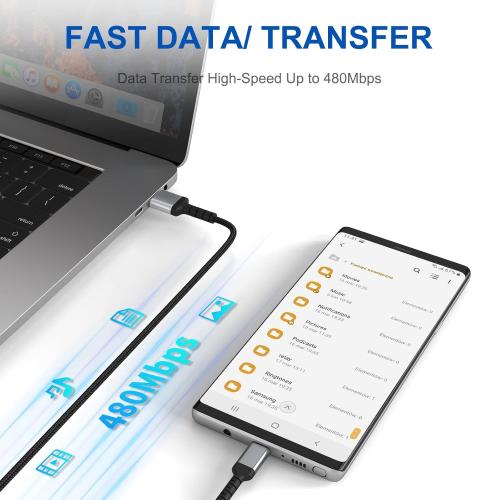 Umefly 1.5ft USB C Cable, Braided USB 2.0 Type A to Type C Charging Cord, 18 Inches, Compatible with iPhone 15 Pro/Max, Samsung Galaxy S23 Ultra, Google Pixel, Short USB C Cable for Car