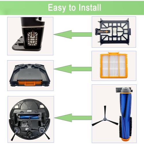 Replacement Parts for Shark AI AV2501S AV2511AE AV2610WA AV2501AE RV2502AE RV2400WD AI Ultra 2- in-1 Robot Vacuum, Main Brush, Filter, Side Brush, Roller Cover, Pre-Motor Foam & Felt Filter
