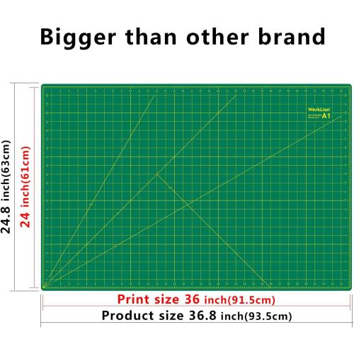 WORKLION 24 x 36 Large Self Healing PVC Cutting Mat, Double Sided, Gridded Rotary Cutting Board for Craft, Fabric, Quilting, Sewing, Scrapbooking - Art Project…
