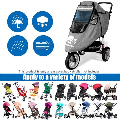 Stroller Rain Cover,Rainproof Nano-Coating Elastic Band,Grey