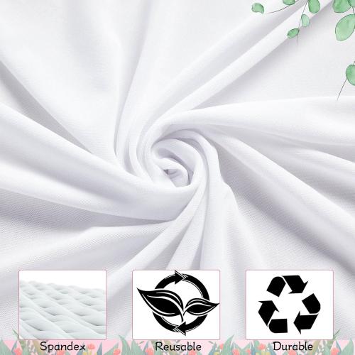 Tudomro 9 Pack White Spandex Table Skirts for Rectangle Tables 6ft Wrinkle Resistant Table Covers Stretch Ruffles Tablecloth Desk Skirt for Wedding Birthday Party Events Banquets, 72 x 30 x 29 Inch
