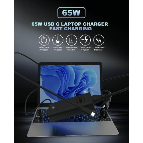 60W 65W USB C Laptop Charger fits for Dell Pro 14 16 13 Plus USB-C Adapter