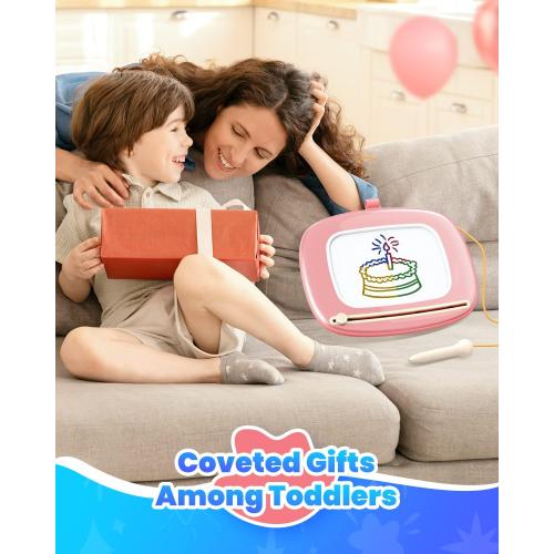 Magnetic Drawing Board, Toddler Girl Toys for 1-3 Year Old, Doodle Board Learning and Educational Kids Toys for 1 2 3 Year Old Baby Birthday GIF- Pink
