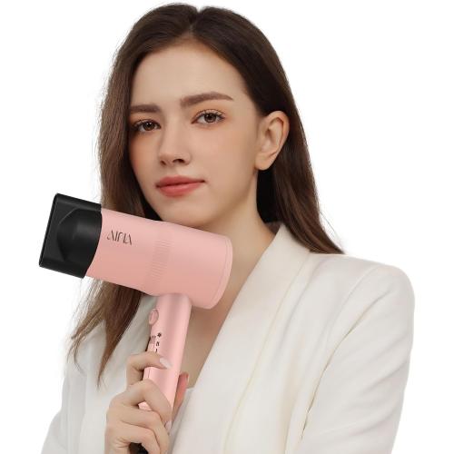 AINA Diffuser Hair Dryer Full-Featured Blow Dryer 110V/1600W(Babe Pink) | 3 Heat/2 Speed;Cold shut button;Lightweight;Compact Size;High Temp;Low Airflow;Same Results;Less Expense