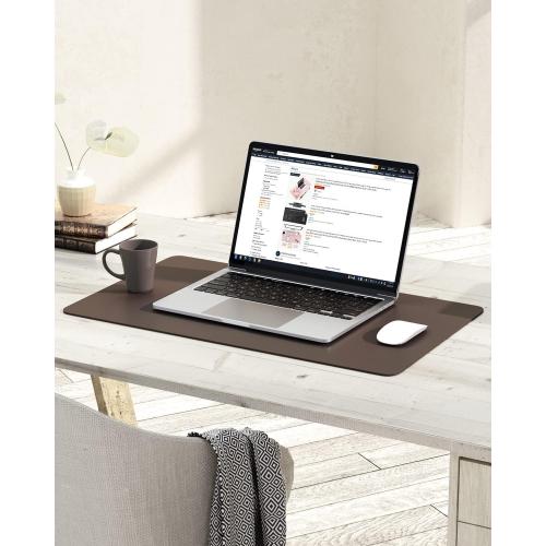YSAGi Non-Slip Leather Desk Pad, Waterproof Laptop Computer Desk Keyboard Mat, Table Protector Blotter Mat, Large Mouse Pad for Office/Work/Home/Decor(Dark Brown, 23.6 x 13.7)