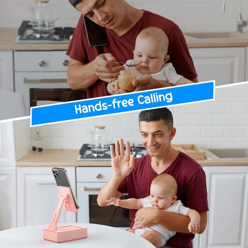 TechGlow Gifts for Men Women Foldable Cellphone Stand with Charging Function Birthday Gift Idea for Mom Dad Cool Gadget Tech Gifts-Pink