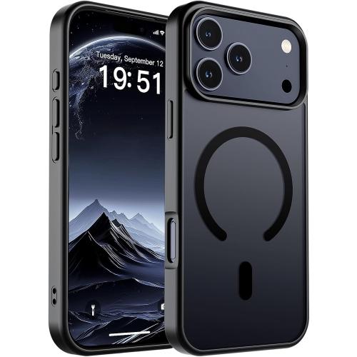 SUPFINE Magnetic for iPhone 17 Pro Max Case (Compatible with MagSafe)(Military Grade Drop Protection) Translucent Matte Shockproof with Anti-Fingerprint Phone Cover, Black