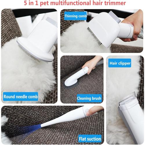 5 in 1 Pet Grooming Kit & Vacuum Suction 99% Pet Hair, 2.3L Large Capacity Easy Clean,Professional Grooming Clippers with 5 Grooming Tools for Dogs Cats and Other Animals