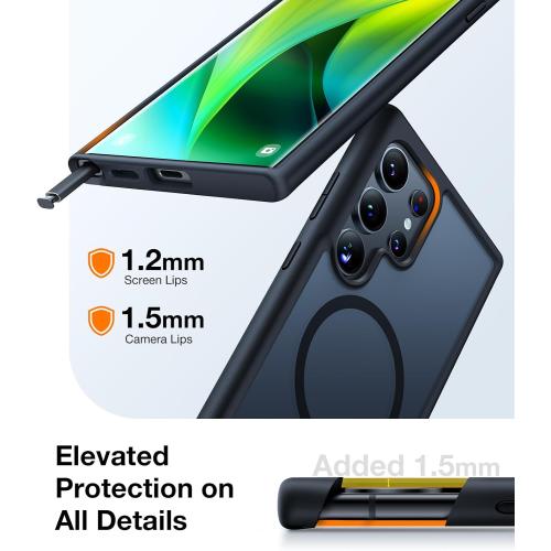 TORRAS Magnetic Shockproof for Samsung Galaxy S23 Ultra Case, [18N Mighty Magnetic] [12FT Military Grade Drop Tested] [Compatible with MagSafe] Protective Slim Case for Samsung S24 Ultra Case, Black