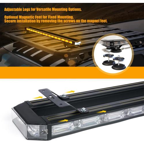 LUMENIX 38 Inch 216 LED Rooftop Strobe Emergency Lights Bar w/Controller Amber Warning Flashing Traffic Lightbar and White Alley Take Down Light for Construction Vehicles Towing Work Trucks Snow Plow