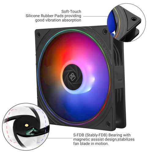 Thermalright TL-S12-S X3 CPU Fan 120mm ARGB Case Cooler Fan Comes with ARGB Lighting Effect,PC PWM Silent Computer Fan with 1500RPM Speed, CPU Cooling Fan Black(TL-S12-S X3)