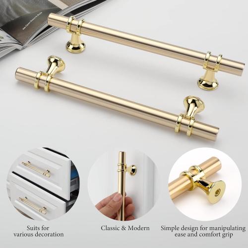 10 Pack Kitchen Cabinet Handles Brushed Gold Cabinet Pulls 5 Inch Gold Drawer Pulls for Dresser Bathroom Modern Kitchen Hardware for Closet and Cupboard, Zinc Alloy Base