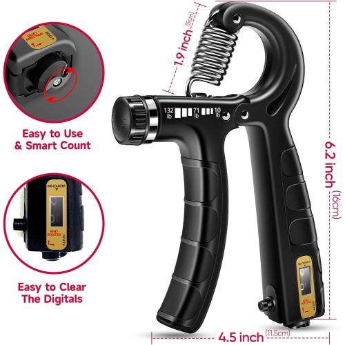 FitBeast Hand Grip Strengthener Workout Kit (5 Pack), 2 Forearm Grip Adjustable Resistance Hand Gripper, Finger Stretcher, Grip Ring & Stress Relief Grip Ball for Athletes