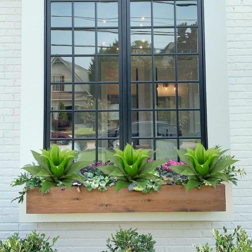 Set of 2 Size 18 Artificial Agave Succulent Plants, 18 Inch Faux Succulents Stems Fake Plant for Home Office Garden Yard Indoor Outdoor Decor, 2 Pack