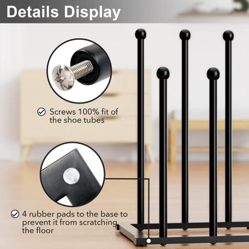 28.74 L x 9.84 W x 17.5 H pickpiff Free Standing Shoe Racks - Black Metal Boot Rack for Dorm Room, Closet, Entryway, Bedroom, Patio Outdoor, Hallway, Black, Shoe Storage Fit for 6 Pairs