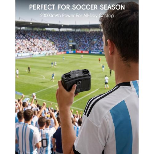 20000mAh Portable Fan,True High Speed Dual Motors with 200% Powerful Airflow, Up to 41Hours and Rechargeable Personal Neck Waist HandsFree Wearable Fans for Travel,Camping,Outdoor,Jobsite,Sports,Golf