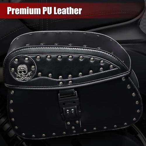 Motorcycle Saddlebags with Secure Lock, 30L Universal Powersports Side Saddle Bags, Waterproof Leather Saddlebag for Harley Sportster Dyna Softail Honda Shadow Rebel Yamaha Kawasaki Vulcan Cruiser