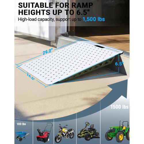 Heavy-Duty Shed Loading Ramps Kit, 29 x 48 Inch, 2-Pack | Anti-Slip Punch Plate for Riding Mowers Lawn Tractors Snow Blowers Garden Carts, Shed Garage Shipping Container Access Ramp