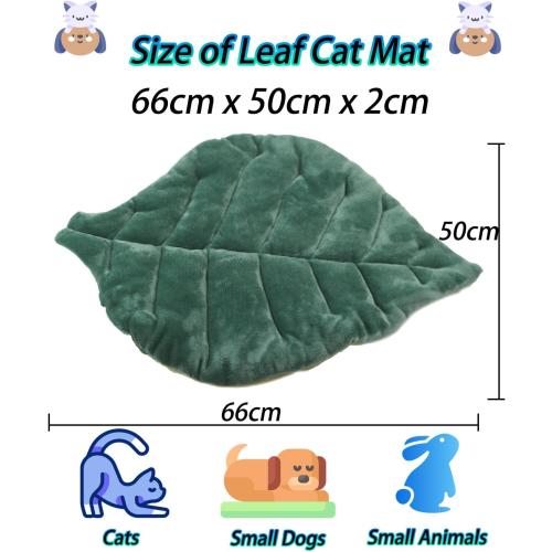 Cat Mat Self Warming Cat Bed 26x20 Leaf Shaped Cotton Soft Warm Pet Pad Blanket for Indoor Bed Couch Sofa Floors Cat and Dog Warm Mattress (Green)