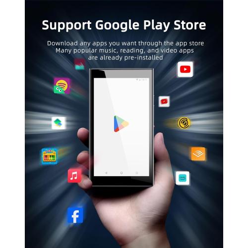 160GB MP3 Player with Bluetooth and WiFi, 5 IPS Screen Android Music Player with Play Store, Spotify, Pandora, Amazon Music, MP3 & MP4 for Kids with Libby, Audible, FM, Voice Recorder, Up to 1TB