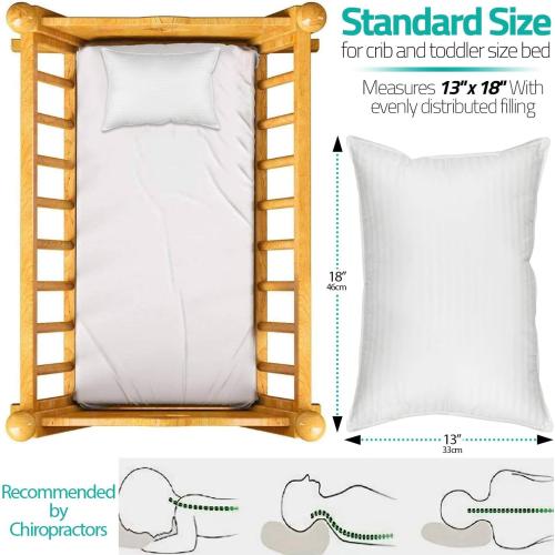 kinder Fluff Toddler Pillows (2pk) - The only Pillow for Kids 300T Cotton Shell & Down Alternative Fill - Machine Washable, Ideal Cushion for Kids Above 2 Years (13x18in - White)