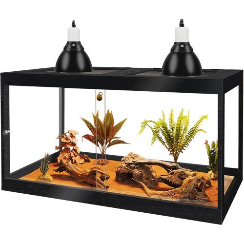 PROLEE Bearded Dragon Tank, Reptile Tank with Meatl Mesh Roof and Front Sliding Door, Lizard Tank,Spacious Reptile Enclosure for Snakes,Lguanas, Chameleons (Black, 30 Gallons)
