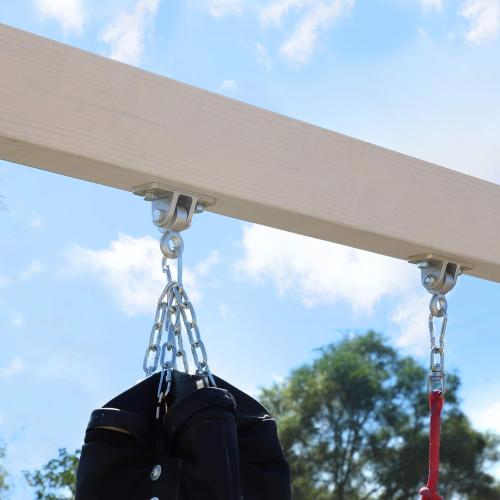 set of 2 BETOOLL 2400lb Capacity Heavy Duty Swing Hangers for Wooden Sets Playground Porch Indoor Outdoor & Hanging Snap Hooks Silver Set of 2