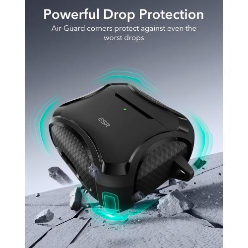 ESR for AirPods 4 Case, Compatible with AirPods 4th Generation Case (2024), Compatible with MagSafe, Powerful Drop Protection, Magnetic Lid, Cyber Series, Black