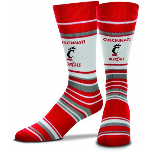 One Size For Bare Feet Collegiate University Striped Dress Socks, One Size Fits Most Footwear for Men Women Youth, Game Day Apparel