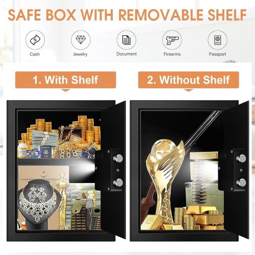 3.3 Cubic Feet Large Safes for Home Use Fire and Water proof, Digital Security Safe with Key and Combination, Home Safes Water and Fireproof for Firearm Medicine Money Valuables