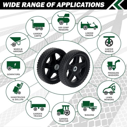 CheeMuii 8 Inch Lawn Mower Wheels 2 Pack 8 Push Lawn Mower Wheels with Bolts and Lock Nuts Kit Fit for Most Standard push Lawn Mowers/Generator/Garden Tiller/Handtruck