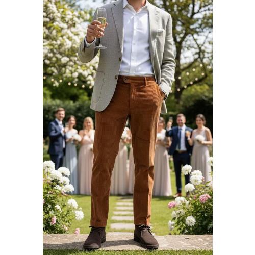 Lafaurie Corduroy Pants Men Relaxed Fit Zipper Pants for Men with Pockets Fall Winter Casual Straight Leg Trousers size 40