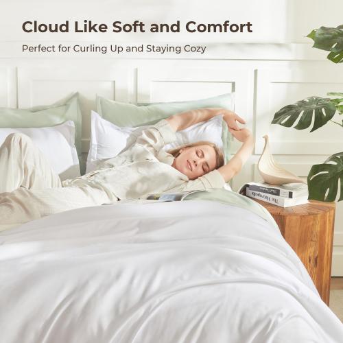 Litanika White Comforter King Size, 3 Pieces Lightweight Solid Bedding Comforter Set, All Season Fluffy Bed Set (104x90In Comforter & 2 Pillowcases)