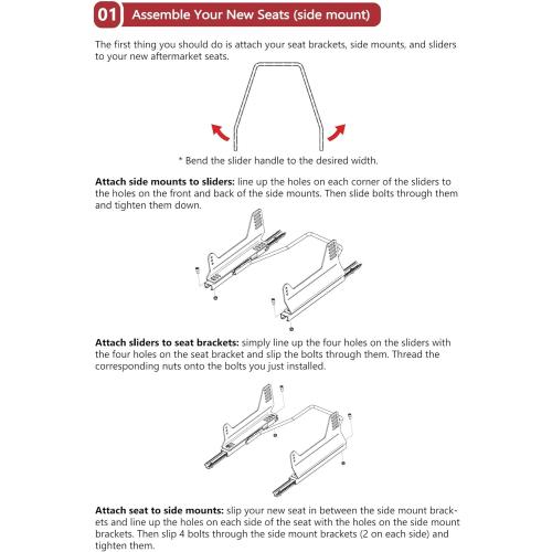 Seat Slider , Seat Mounting Track Assembly Kit , Compatible with NRG Sparco and Most Aftermarket Seats