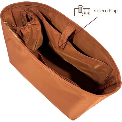 Organizer for Tote Boat, Small/Medium/Large/Extra-Large, Nylon Bag Insert, Water Resistant Material (Large, GoldBrown)