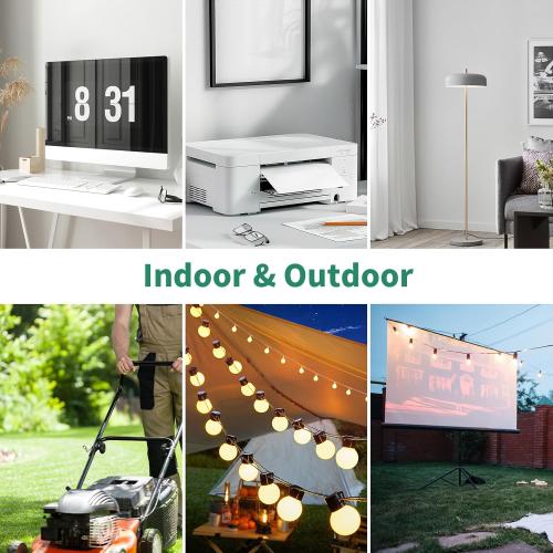 KASONIC 3 Prong Extension Cord with Switch, 1875W 15A Grounded Outlets with Safety Cover, 14/3 SJTW Cable On Off Waterproof Switch for Indoor Outdoor Use (1.5 FT)