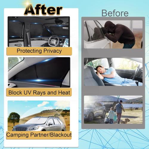 KMF 7pcs Thicken Full Window Sun Shades for Tesla Model 3 Accessories 2020-2024, Car Window Covers Sunshade for Windshield Side, UV Block Visor and Privacy Blackout for Camping Outdoor