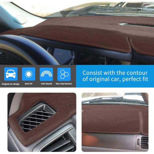 HanLanKa Dashboard Cover Dash Mat Compatible with 2007-2014 Chevy Chevrolet Tahoe Suburban,2007-13 Chevy Avalanche Silverado 1500 2500 3500 LTZ/GMC Sierra SLT Denali,2007-14 GMC Yukon XL (Brown)
