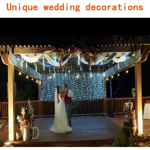 Kwaiffeo Christmas Lights Outdoor, 8 Tubes Meteor Shower Lights LED Snow Falling Icicle Cascading Light for Xmas Tree Wedding Decoration Party, UL Plug, White